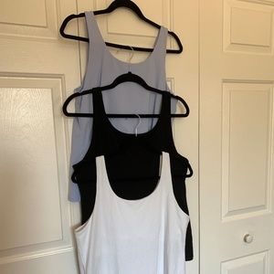THREE J.Jill Perfect Shelf-Bra Tanks, Light Blue, Black, White, Size Large